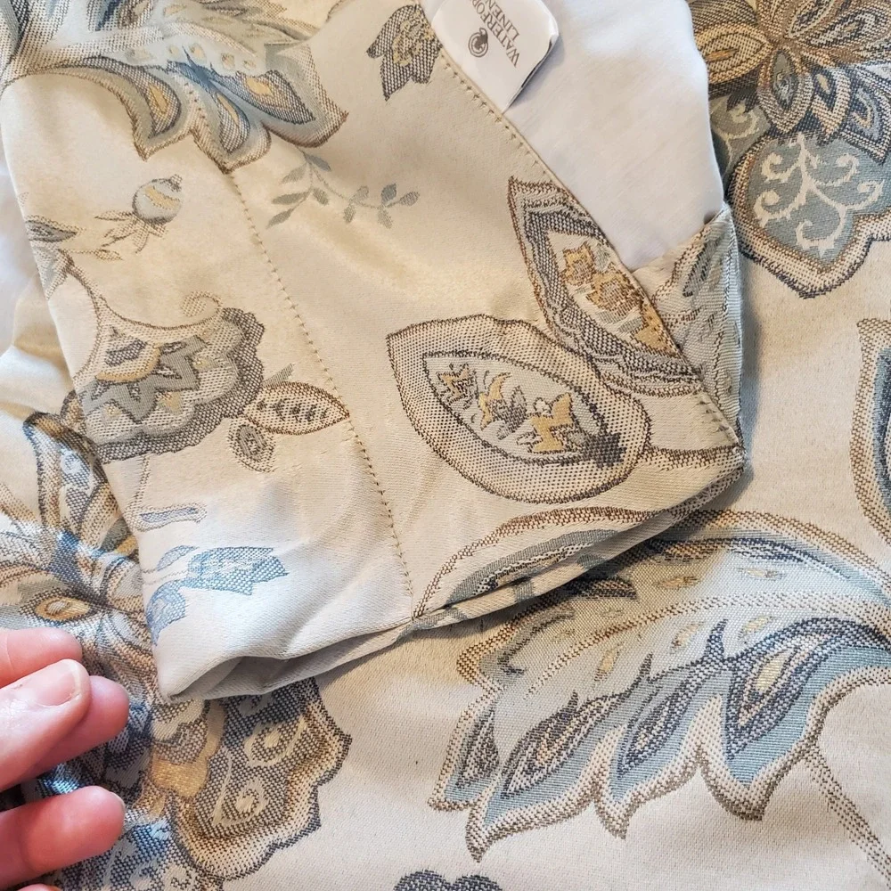 Waterford Linens Mullinger Floral Lined Drapery Panels Blue Taupe Set of 2